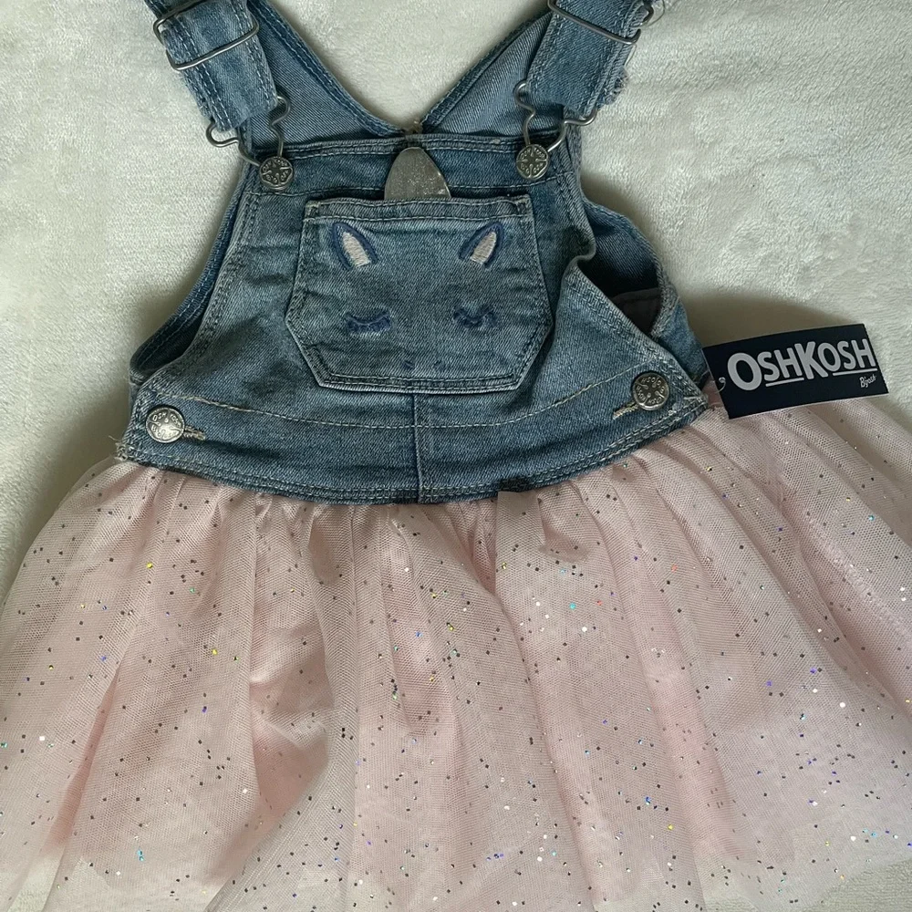 OshKosh B'gosh Pink Tulle Denim Overall Dress for Kids
